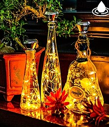abordables -solaire bouteille de vin liège lumière diamant 20 led fil de cuivre extérieur étanche conte de fées guirlande lumineuse jardin mariage cour décoration 2m(78.74inch)