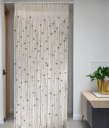 abordables -Rideau de porte en macramé fait main avec perles rideau de ficelles en coton pampilles séparation hippie pour bureau couloir placard décoration de chambre à coucher salon 79" L x 35" W