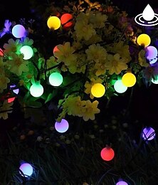 economico -luce solare esterna della stringa luci solari della stringa principale lampadina opaca caldo bianco colorato bianco 8 modalità esterna impermeabile 7m luci fiabesche 50leds luci di decorazione