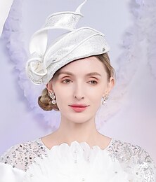 お買い得  -帽子 ファイバー ベレー帽 山高帽 / クローシュハット ピルボックスハット 結婚式 ティーパーティー エレガントな結婚式 スプライシングヘッドピース付き ヘッドウェア
