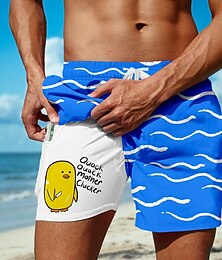 お買い得  -男性用 幾何学模様 チック おかしい 裏地付きショートパンツ 2 in 1 スイムショーツ スイムショーツ ミディアムウエスト ハワイアン バケーション 祝日 ビーチウェア サイドポケット コンプレッションライナー付き 伸縮性のあるドローストリングウエスト デザイナー 衣類