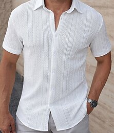 economico -Per uomo Camicia Camicia Estiva Camicia casual Camicia da Spiaggia Camicia con Bottoni Rosa chiaro Nero Bianco Borgogna Beige Manica Corta Colore Solido / Tinta Unita Bavero Vacanza Camicia hawaiana