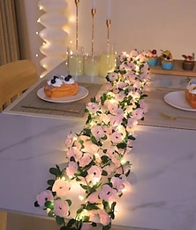 billige -led nattlys kunstige blå og hvite rosenranker 2m 20leds til bryllupsfest soverom mantel feriehage jul innendørs utendørs dekorasjon aa batteridrevet