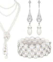 preiswerte -Französisch retro elegante licht luxus perle halskette persönlichkeit anhänger halskette armband ohrringe set