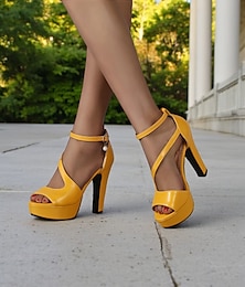 abordables -Escarpins à plateforme blancs pour femmes – sandales à talons aiguilles à lanières pour événements formels, soirées en amoureux et fêtes d'été