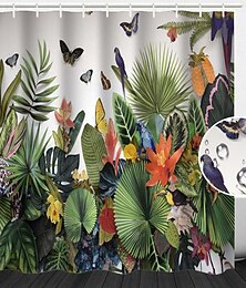 billige -Dusjforheng med kroker 180cm*180cm (70"*70") Polyester Vaskbart Vanntett Skog Tropisk Regnskog Plante Mønster Hjem Dekorasjon Bad