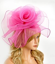 economico -Copricapo cappello fedora in tulle festa di matrimonio compleanno festa serale tè corsa di cavalli vintage carino con accessorio floreale copricapo