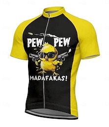 cheap -Men's Cycling Jersey Short Sleeve Bike Tee Tshirt Top with 3 Rear Pockets UV Resistant Breathable Quick Dry Front Zipper Yellow Sports Clothing Apparel