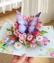 abordables -papillon 3D vibrant &Carte de vœux pop-up marguerite, meilleur cadeau pour maman, carte de bouquet de fleurs pour la fête des mères, appréciation des enseignants, anniversaire, remerciements