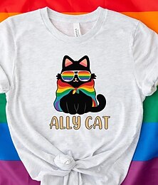 abordables -T-shirt arc-en-ciel LGBTQ Allié Chat, chemises de fierté, graphique de fierté pour couple, hommes, femmes, adultes, mascarade, estampage à chaud, défilé de la fierté, mois de la fierté