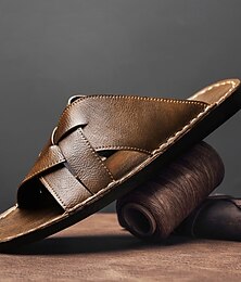economico -sandali da uomo in similpelle marrone con cinturini incrociati – sandali casual slip-on con suola resistente, perfetti per il comfort quotidiano, le vacanze e le avventure all'aria aperta