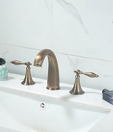 お買い得  -バスルームのシンクの蛇口 - 組み合わせ式 アンティーク真鍮 / ブラッシュドニッケル / 電気メッキ 組み合わせ式 二つのハンドル三穴Bath Taps