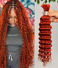 abordables -Extensions de cheveux humains en vrac, cheveux humains ondulés profonds, 1 paquet, 12 à 28 pouces