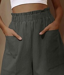 economico -Shorts Donna Pantaloni Baggy Colore Solido Gamba Larga Chinos Moda Streetwear Basic Corto Vita Alta Pieno Pocket Vita Elastica Comfort All'aperto Micro-elastico Vacanza Strada Quotidiana Buff