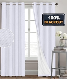 economico -Tende in lino per camere da letto 100% oscuranti termicamente isolate con foderatura bianca tende/oscuranti per soggiorno e asilo nido 2 pezzi W52 x L84