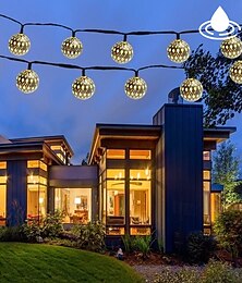 abordables -guirlandes solaires marocaines led globe guirlandes extérieure étanche 6/7/12m 8 modes d'éclairage ip65 étanche boule lumière noël fête de mariage jardin décoration de vacances