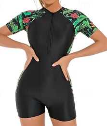 abordables -Femmes Maillot Anti UV Maillot de bain 1 pièce Protection Solaire UV UPF50+ Léger Manche Courte Spandex Maillot de Bain maillot de bain ​fermeture éclair sur le devant Natation Surf Plage Sports