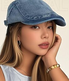 abordables -Gorra plana de mezclilla para mujer con ajuste ajustable, estilo casual para primavera y verano, perfecta para actividades al aire libre, uso diario y viajes.