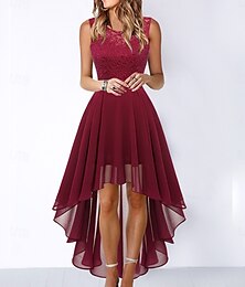 levne -Dámské mini šaty A-line šaty tylové šaty elegantní večerní cocktail svatební venkovní párty pravidelný střih grafické bez rukávů kulatý výstřih růžové vínové khaki šedé léto jaro