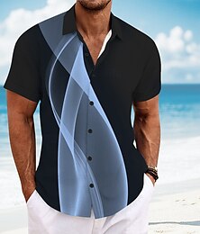 economico -Per uomo Geometrico Linea Arte astratta Camicia Camicia Estiva Camicia con Bottoni Manica Corta Moda Casual All'aperto Vacanza Abbigliamento Quotidiano Estate Collo ripiegato Stampa 3D Camicia tipo