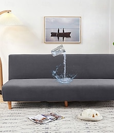 abordables -Housse de canapé-lit résistante à l'eau 1 pièce housse de canapé extensible bordeaux housse de canapé sans accoudoirs protection de meubles douce avec fond élastique pour enfants, jacquard spandex
