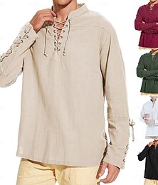 levne -Středověké Renesanční 17. století Halenka / košile Cosplay kostým Pirát Rytíř Viking Šňůrky Jednobarevné Maškarní kostým Pánské Pirát Fantazie předvečer Všech svatých Plesová maškaráda Běžné / Denn