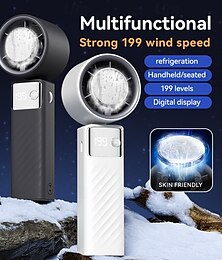 abordables -Ventilateur à main portable avec affichage numérique refroidissement céramique design pliable batterie rechargeable de 4000mAh