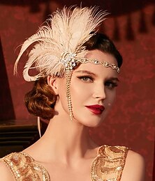 levne -Velký Gatsby Bubenová čelenka Velký Gatsby Peří Retro Třpytivý lesk Maškarní kostým Dámské Karneval Valentýna Plesová maškaráda Párty večerní šaty Plesová maškaráda Festival Dospělé Doplňky do vlasů