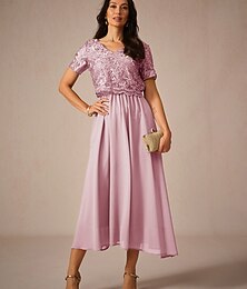 olcso -Női Maxiruha A vonalú ruha Elegáns Előírásos Esküvői vendég Koktélparty Normál Rövid ujjú V-alakú Hamvaszöld Arcpír rózsaszín Sötétkék Sötétzöld Nyár