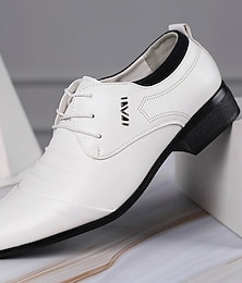 levne -pánské bílé šněrovací společenské boty - elegantní společenské boty na svatby, taneční párty a speciální příležitosti