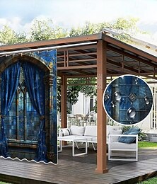 billige -Vanntett utendørsgardin personvern glide patio gardin draperier pergola gardiner grommet 3D landskaps falske vindu gazebo balkong veranda fest 1 panel