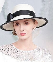 economico -Cappelli Fibra Bombetta / Cappello a cloche Cappello di paglia Cappello da Sole Matrimonio Tè Elegante Matrimonio Con Fiocco Giunzione Copricapo Copricapo