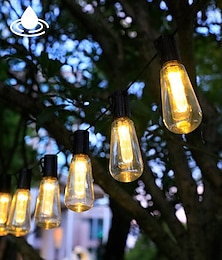 economico -luci della stringa della lampadina solare esterna solare impermeabile retro lampadina luci della stringa delle fate 3m-10leds 5m-20leds 7m-30leds per la decorazione di festa del patio del patio della festa nuziale del caffè ip65 luce del giardino