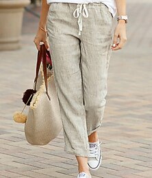 abordables -Femmes Chinos Mode Basique Longueur complète Taille moyenne Uni Avec Poches Cordon de serrage Confort Extérieur Micro-Élastique Vacances Rue Quotidien Noir Marine foncé Bleu Ciel Orange Été Printemps