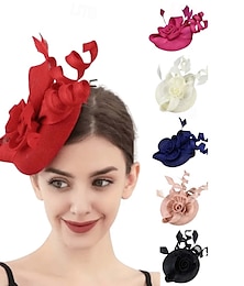お買い得  -ヘッドドレス フラックス フェドーラ帽 結婚式 パーティー ティーパーティー 競馬 カクテル エレガント ヴィンテージ かわいいスタイル と フェザー かぶと 帽子