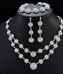 economico -Set di gioielli da sposa 1 Set Strass Lega Orecchini Collana Braccialetti Per donna Elegante Lusso Parure di gioielli Per Matrimonio Occasione speciale Abbigliamento da sera