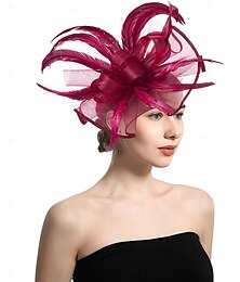 お買い得  -女性用ファシネーター、花の羽根飾り、ティーパーティー、ダービー、カクテル、ウェディング、ケンタッキーファシネーターハット、スカイブルー