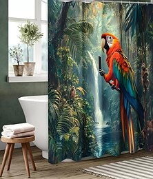 economico -Tenda da doccia con 12 ganci 180cm*180cm(70"*70") poliestere lavabile impermeabile modello foglia tropicale animale