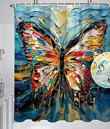 economico -Tenda da doccia con ganci 180cm*180cm (70"*70") in poliestere lavabile impermeabile motivo fiori piante decorazione bagno vasca