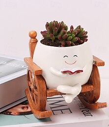 economico -Vasi da fiori in resina per piante grasse, decorazioni per l'ufficio, mini vasi da lettura con sedia a dondolo, graziosi piccoli vasi da fiori per la scrivania, decorazioni per interni con vasi per
