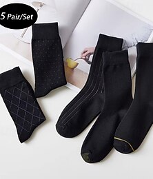 halpa -Miesten 5 Parit Monipakkaus Sukat Juoksusukat Vapaa-ajan sukat Musta + beige Musta Väri Argyle Loma Urheilu ja ulkoilu Päivittäin Perus Keskipaksu Kevät Syksy Muoti Vapaa-aika