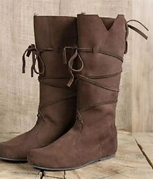 abordables -retro vintage medieval zapatos renacentistas pirata caballero ritter hombres mujeres unisex halloween evento / fiesta zapatos de disfraces botas medievales de lujo