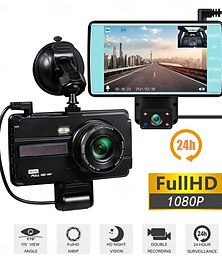 preiswerte -4-Zoll-Auto-DVR-Dashcam HD 1080p-Videorecorder Front- und Rückfahrkamera Auto 2-in-1-Aufnahme IR-Nachtsicht-Loop-Aufnahme