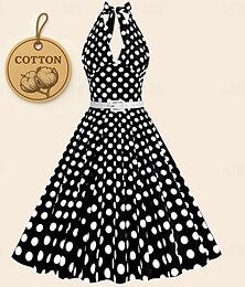 levne -Retro vintage Grease kostýmy z 50. let Rockabilly šaty šaty ve tvaru A swing šaty puntíkované elegantní šaty ženské Halloween karnevalové maškarní každodenní nošení šaty pro dospělé