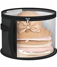 abordables -Bolsa de almacenamiento para sombreros de viaje, estuche organizador redondo plegable para sombreros de ala ancha y ropa, caja de sombreros portátil con tapa con cremallera