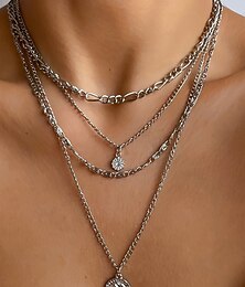 preiswerte -Mehrlagige Halskette mit Anhänger aus Gold und Silber mit Sonnen- und Münzanhängern, trendiger Bohème-Schmuck für Damen, perfekt für die Freizeit und Sommerausflüge