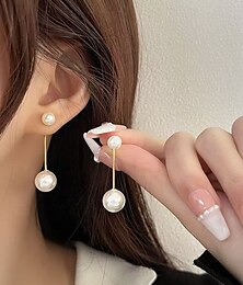 abordables -Femmes Boucles d'oreilles pendantes Classique Béni Perle d'imitation Des boucles d'oreilles Bijoux Argent / Dorée Pour Mariage Halloween Quotidien Bal de promo Festival