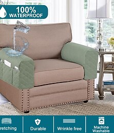 abordables -2 fundas para reposabrazos de sillas y sofás, fundas para reposabrazos de sofá con bolsillo lateral, protector antideslizante para muebles, fundas lavables para reposabrazos