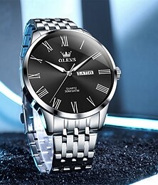 economico -OLEVS 3633 Orologio al quarzo classico con doppio calendario per uomo scala romana orologio da polso di lusso impermeabile luminoso orologio originale da uomo