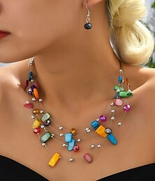 abordables -Boucles d'oreilles 1 ensemble Alliage Boucles d'oreilles Collier Femmes Mode Parure de Bijoux Pour robe demoiselle d honneur Cadeau Festival